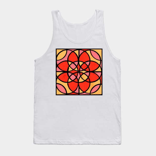 Pink Orange Peach Pastel Geometric Abstract Acrylic Painting Tank Top by abstractartalex